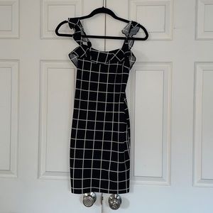 Aqua grid bodycon dress